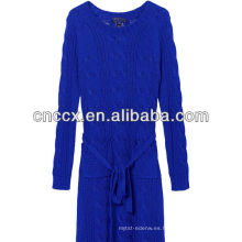 12STC0722 cable vestido largo vestido azul real suéter